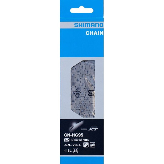Цепь SHIMANO XT, HG95, 10 скоростей, 116 звеньев, ампульный пин (1 шт) ICNHG95116I